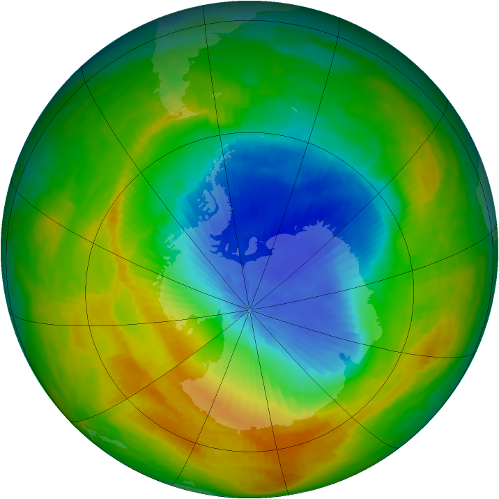 Antarctic ozone map for 05 November 1986